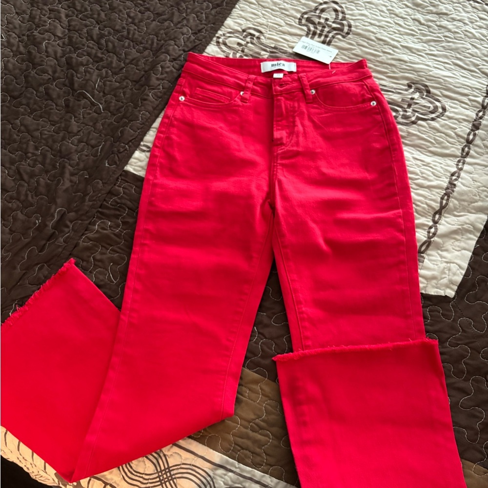 Vibrant Red Flare Jeans